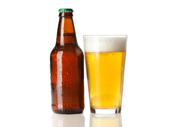 ice cold beer on a white background