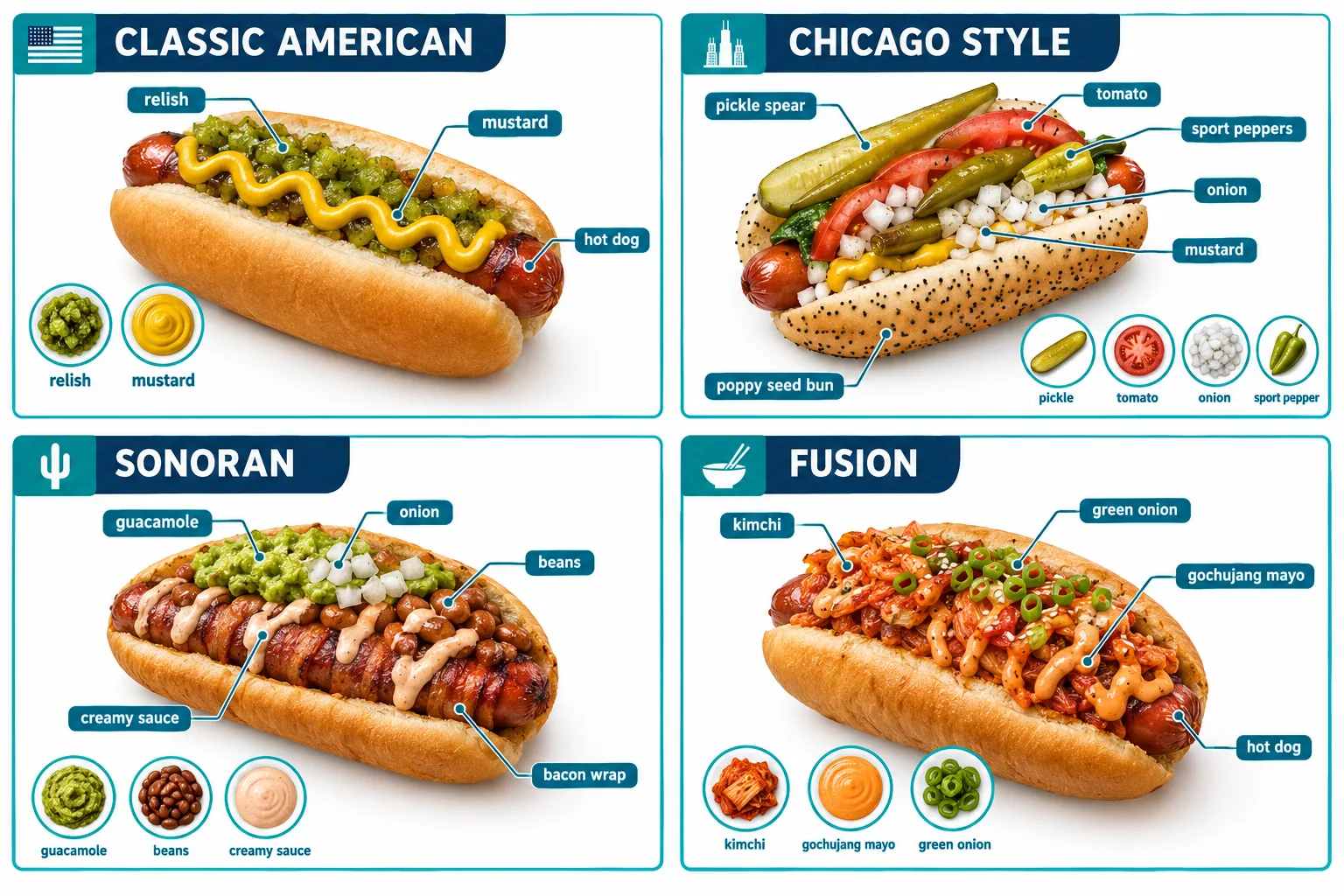 Assorted hot dog toppings prepared for a cookout